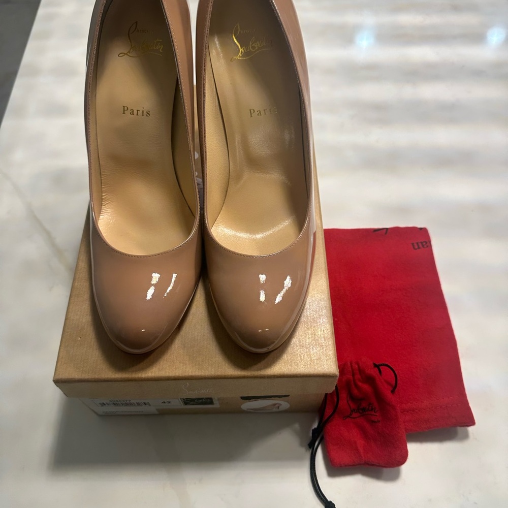 Christian Louboutin Tan Patent Leather Heels